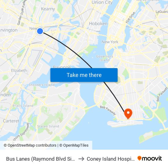 Bus Lanes (Raymond Blvd Side) to Coney Island Hospital map