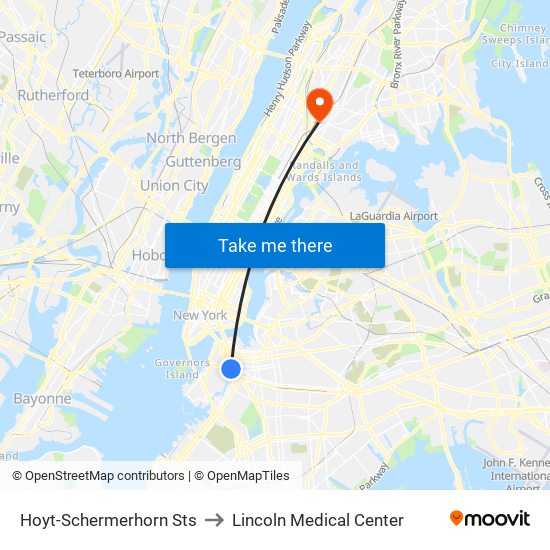 Hoyt-Schermerhorn Sts to Lincoln Medical Center map