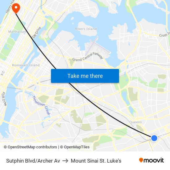Sutphin Blvd/Archer Av to Mount Sinai St. Luke's map