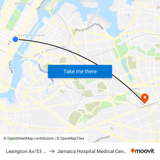 Lexington Av/53 St to Jamaica Hospital Medical Center map