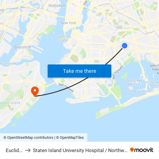 Euclid Av to Staten Island University Hospital / Northwell Health map