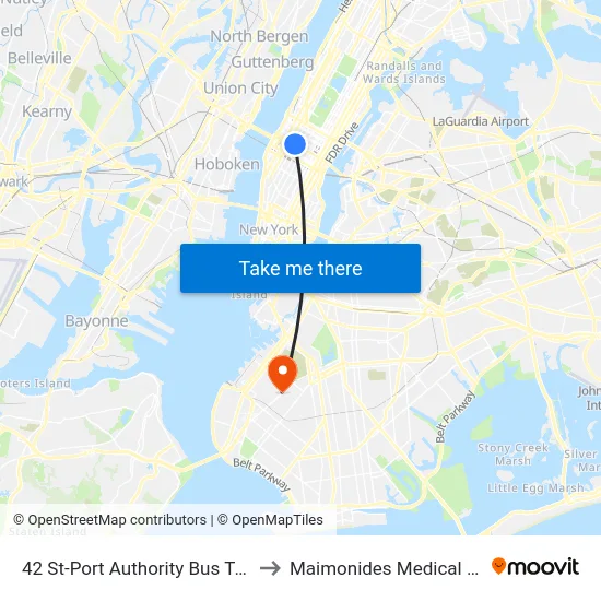 42 St-Port Authority Bus Terminal to Maimonides Medical Center map