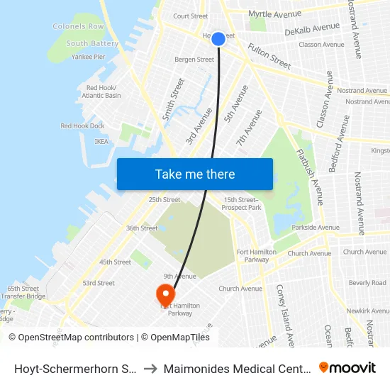 Hoyt-Schermerhorn Sts to Maimonides Medical Center map