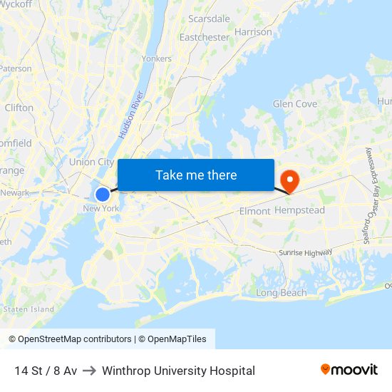 14 St / 8 Av to Winthrop University Hospital map