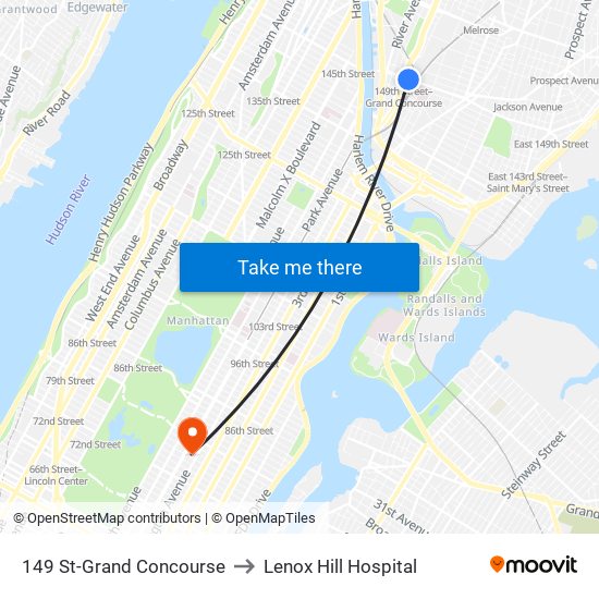 149 St-Grand Concourse to Lenox Hill Hospital map
