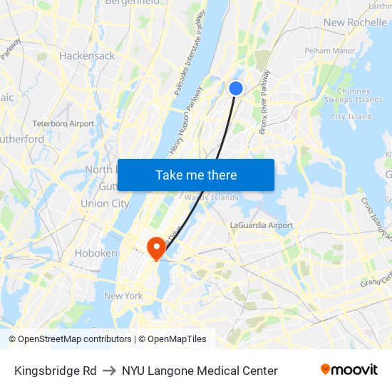 Kingsbridge Rd to NYU Langone Medical Center map