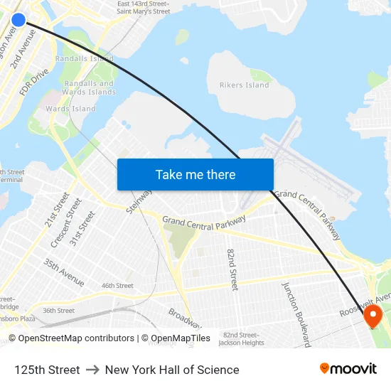 125th Street to New York Hall of Science map