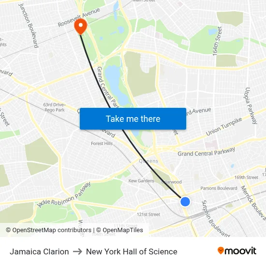 Jamaica Clarion to New York Hall of Science map