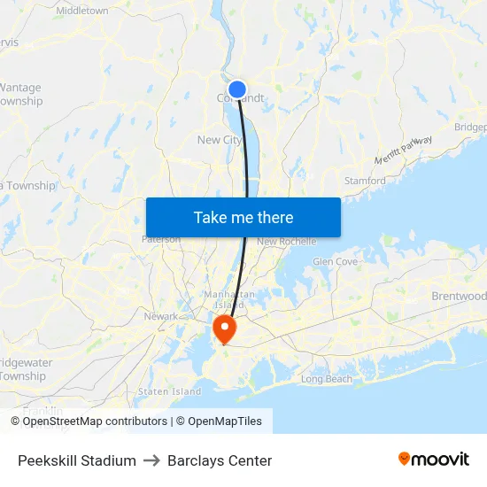 Peekskill Stadium, Louisa St to Barclays Center map