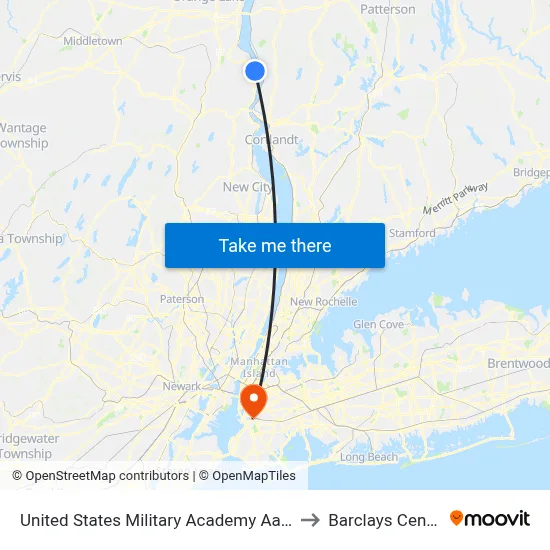 United States Military Academy Aafes to Barclays Center map