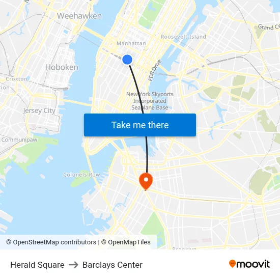 Herald Square to Barclays Center map