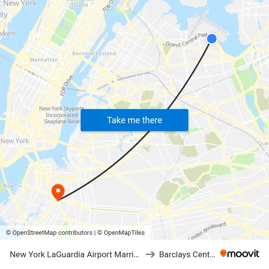 New York LaGuardia Airport Marriott to Barclays Center map
