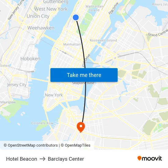 Hotel Beacon to Barclays Center map