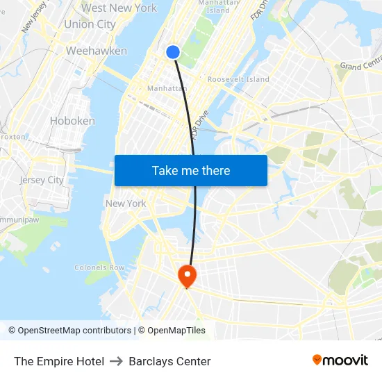 The Empire Hotel to Barclays Center map