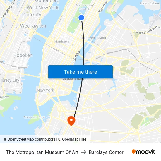 The Metropolitan Museum Of Art to Barclays Center map