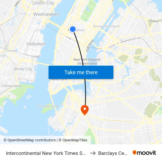 Intercontinental New York Times Square to Barclays Center map