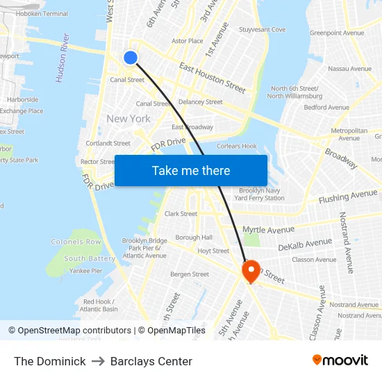 The Dominick to Barclays Center map
