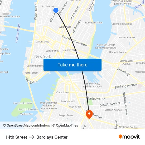14th Street to Barclays Center map