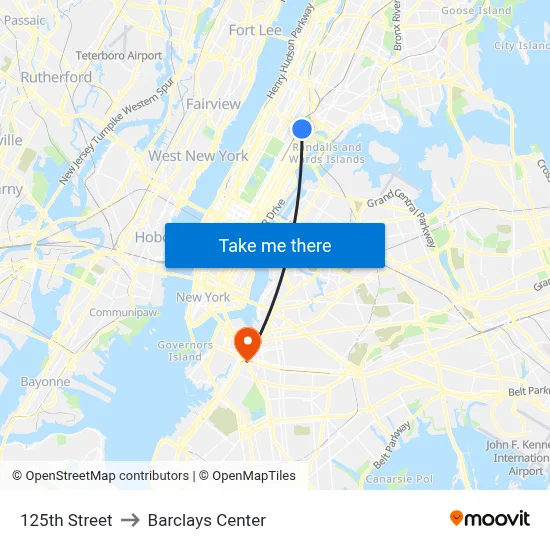 125th Street to Barclays Center map