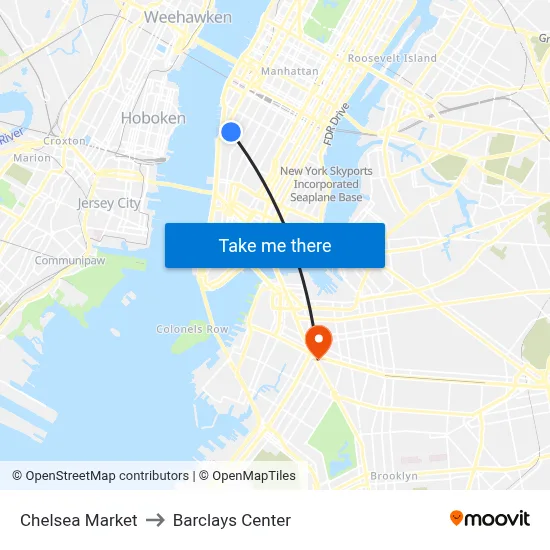Chelsea Market to Barclays Center map