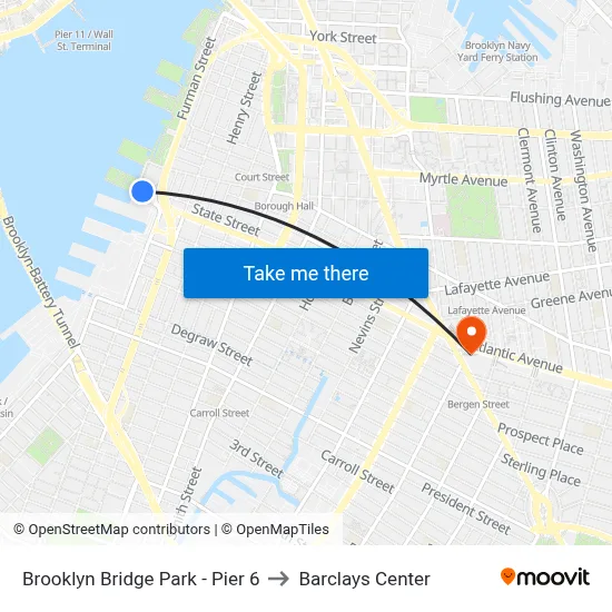 Brooklyn Bridge Park - Pier 6 to Barclays Center map