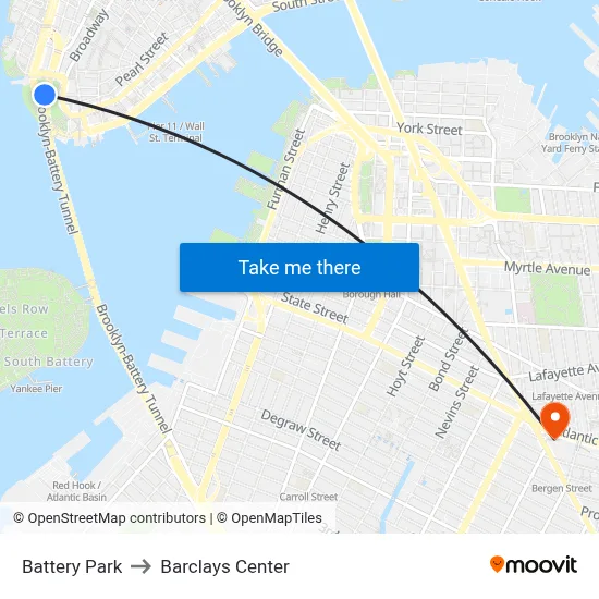 Battery Park to Barclays Center map