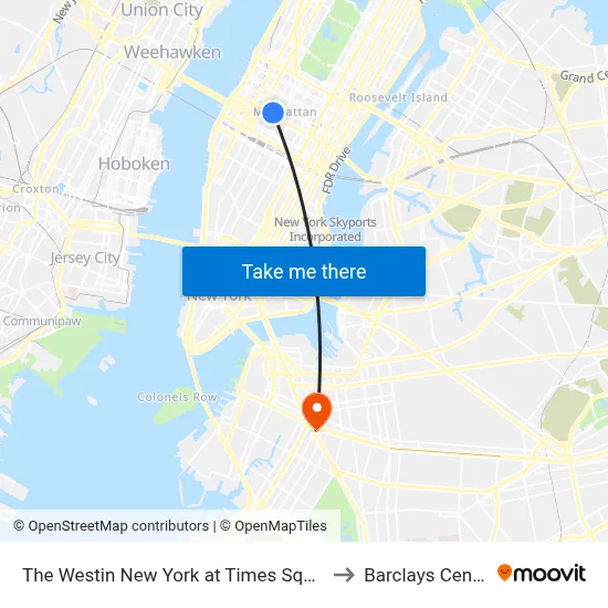 The Westin New York at Times Square to Barclays Center map