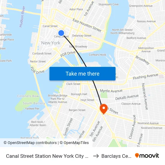 Canal Street Station New York City Subway to Barclays Center map