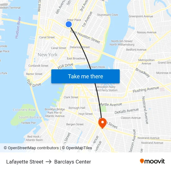 Lafayette Street to Barclays Center map