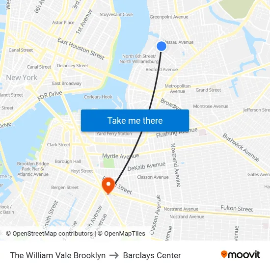 The William Vale Brooklyn to Barclays Center map