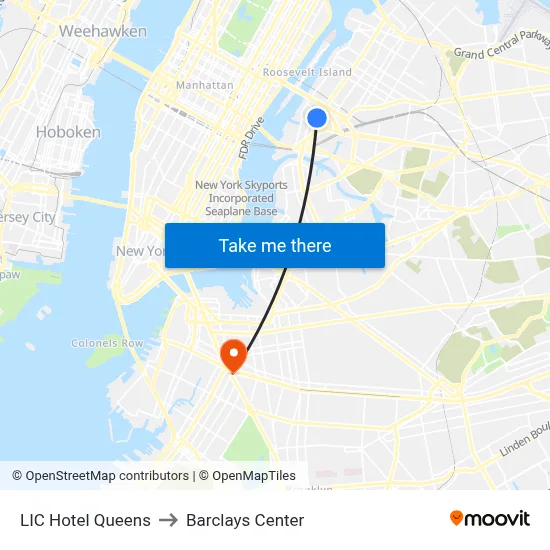 LIC Hotel Queens to Barclays Center map