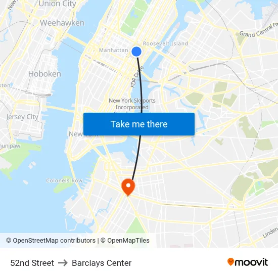 52nd Street to Barclays Center map