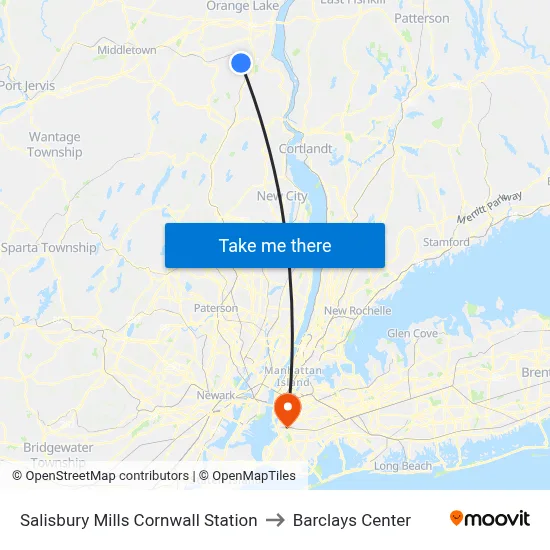 Salisbury Mills Cornwall Station to Barclays Center map