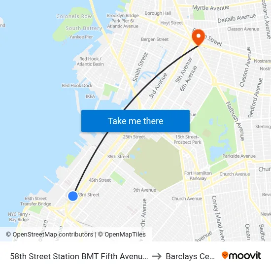 58th Street Station BMT Fifth Avenue Line to Barclays Center map