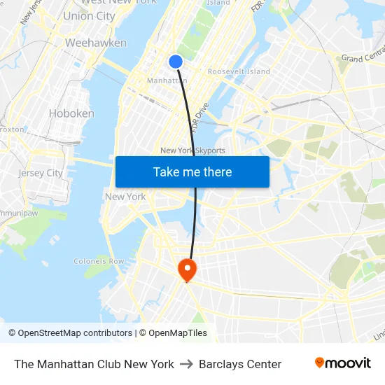 The Manhattan Club New York to Barclays Center map