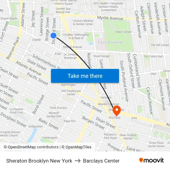 Sheraton Brooklyn New York to Barclays Center map