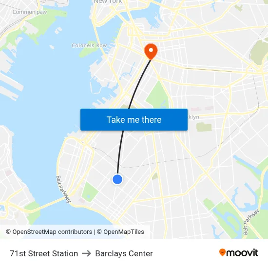 71st Street Station to Barclays Center map