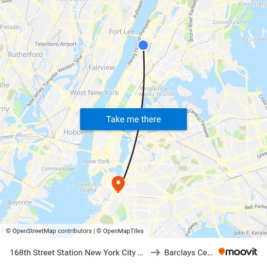 168th Street Station New York City Subway to Barclays Center map