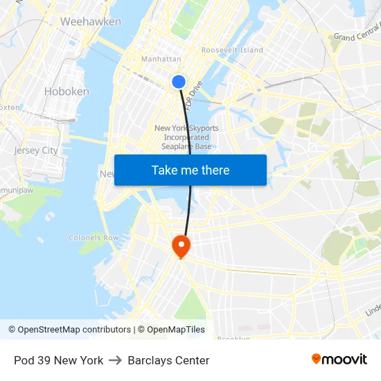 Pod 39 New York to Barclays Center map