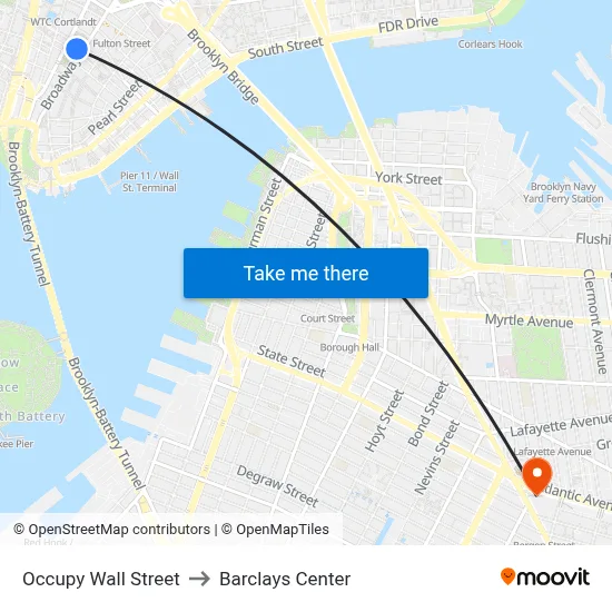 Occupy Wall Street to Barclays Center map