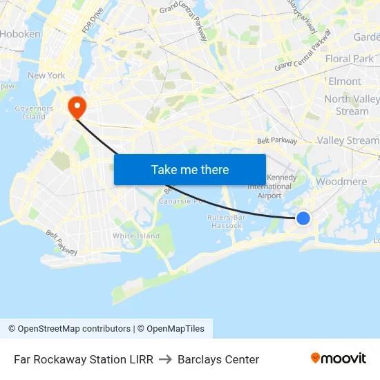 Far Rockaway Station LIRR to Barclays Center map