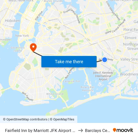 Fairfield Inn by Marriott JFK Airport Queens to Barclays Center map