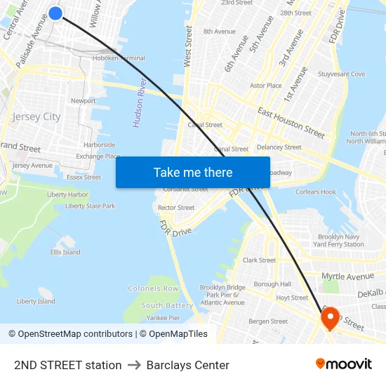 2ND STREET station to Barclays Center map