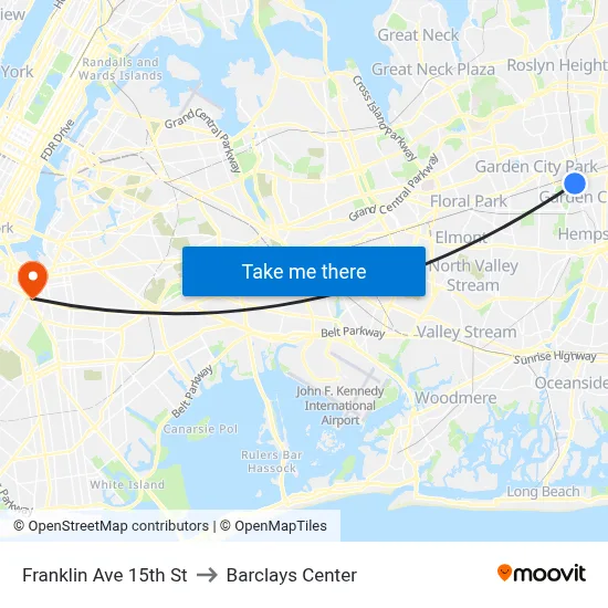 Franklin Ave 15th St to Barclays Center map