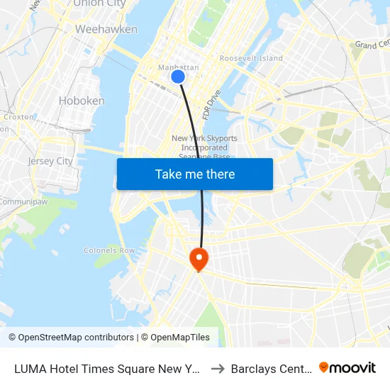 LUMA Hotel Times Square New York to Barclays Center map