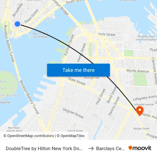 DoubleTree by Hilton New York Downtown to Barclays Center map