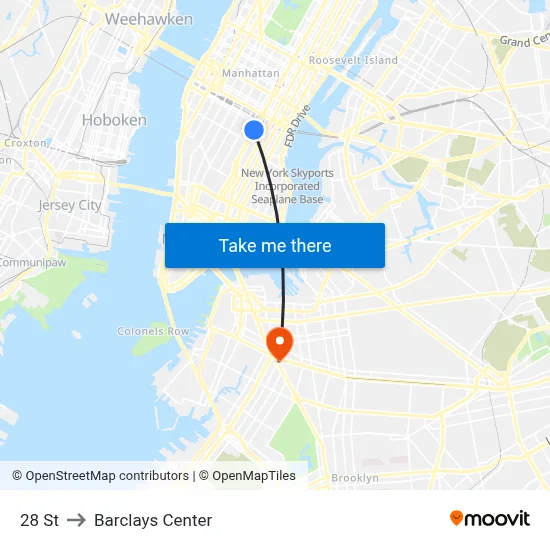 28 St to Barclays Center map