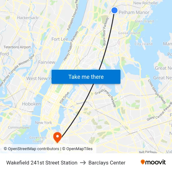 Wakefield 241st Street Station to Barclays Center map