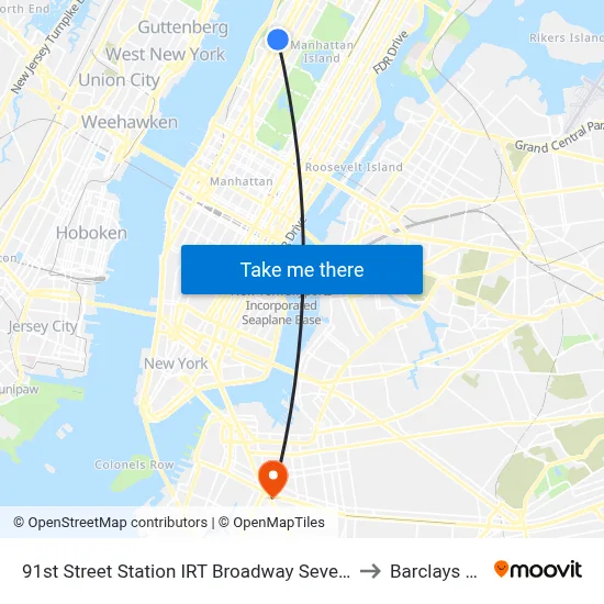 91st Street Station IRT Broadway Seventh Avenue Line to Barclays Center map