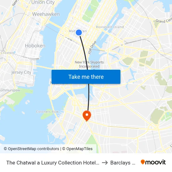 The Chatwal a Luxury Collection Hotel New York City to Barclays Center map